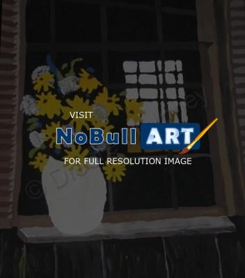 Acrylic Paintings - Barn Flowers - Acrylic