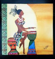 Tribal Girl - Acrylic Paintings - By Radha Sharma, Painting Painting Artist