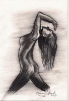 Nude Leaning Back - Charcoal Drawings - By Eamon Gilbert, Nude Drawing Artist