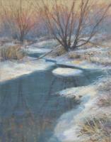 Winter Brook - Pastel Paintings - By Janet Sullivan, Realistic Painting Artist