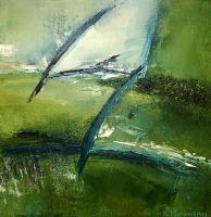 Green Fields II - Acrylic On Canvas Paintings - By Barbara Monahan, Abstract Painting Artist