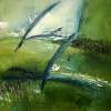 Green Fields II - Acrylic On Canvas Paintings - By Barbara Monahan, Abstract Painting Artist