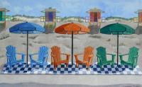 Art Deco Beach - Watercolor Paintings - By Cory Clifford, Realism Painting Artist