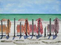 Florida Lifestyle - Setting Up For A Day At The Beach - Watercolor