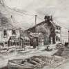 Old Beach Town - Ink And Pencils Drawings - By Tom Rechsteiner, Realism Drawing Artist
