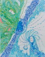 Plant And Water Elements Of The Earth - Ink Drawings - By Tom Rechsteiner, Abstract Drawing Artist