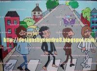 Beatles Cartoon Abbey Road - Acrylic Paintings - By Sandy T, Pop Painting Artist