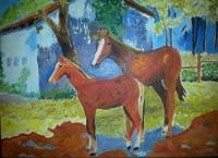 Together In The Country - Acrylic Paintings - By Sandy T, Animals Painting Artist