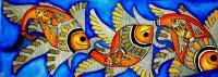 Madhupani Fish - Watercolor Paintings - By Kripa K Baby, Indian Madhupani Painting Artist