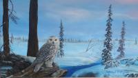 Snowy Owl - Oil On Canvas Paintings - By Monique And Nate Dunson, Animal Painting Artist