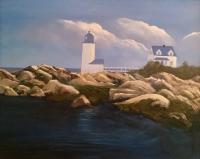 Lighthouse - Oil On Canvas Paintings - By Monique And Nate Dunson, Traditional Painting Artist
