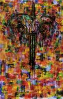 Beast Heads - The Billy Goat  The Warrior - Acrylic Gel Medium China Ink H