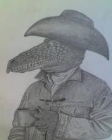 Cowboy Tuff - Pencil  Graphite Drawings - By Kathy Sands, Western Drawing Artist