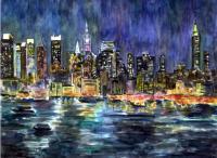 New York - Watercolour On The Paper Paintings - By Armine Abrahamyan, Conteporary Painting Artist