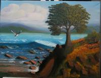 Rocky Shore - Ocean Scene - Oil On Canvas Paintings - By Damaris Outterbridge, Impressionist Painting Artist