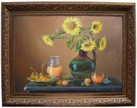 Lovely Sunflowers - Oil Paintings - By Evelyn Gemayel, Still Life Painting Artist