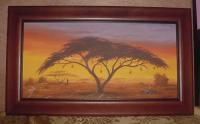 African Sunset - Acrylic On Canvas Paintings - By Ahmed Sabir, Landscape Painting Artist