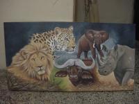 African Big Five - Acrylic On Canvas Paintings - By Ahmed Sabir, Other Painting Artist
