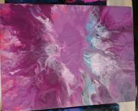 Lather Me Purple - Acrylics Paintings - By Elizabeth Edmonds, Paint Pour Painting Artist