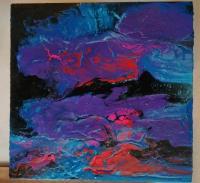 Paint Pour Blue Black Purple Red - Acrylics Paintings - By Elizabeth Edmonds, Paint Pour Painting Artist