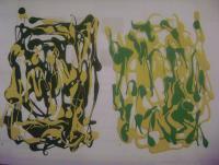 Study In Yellow And Green - Acrylic Paintings - By Everett Hickam, Abstract Painting Artist