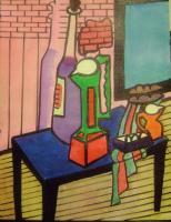 Loft At 26 Rue De Bercy 1959 - M Ixed Medium Paintings - By Everett Hickam, Neo-Expression Painting Artist