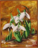 Snowdrops - Oil On Canvas Paintings - By Nina Mitkova, Realism Painting Artist