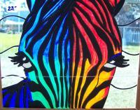 Rainbow Zebra - Glass Overlay Glasswork - By Kim Miller, Casual Glasswork Artist