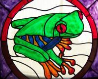 Frog - Glass Overlay Glasswork - By Kim Miller, Casual Glasswork Artist