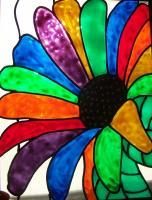 Rainbow Flower - Glass Overlay Paintings - By Kim Miller, Casual Painting Artist