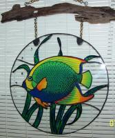 Queen Angelfish - Glass Overlay Glasswork - By Kim Miller, Casual Glasswork Artist