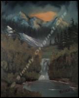 Hidden Waterfall - Oil On Canvas Paintings - By Ed Burcher, Landscape Painting Artist