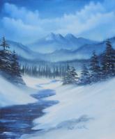 Snowy River - Oil On Canvas Paintings - By Ed Burcher, Landscape Painting Artist