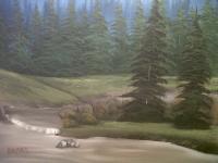 Muddy River - Oil On Canvas Paintings - By Ed Burcher, Landscape Painting Artist