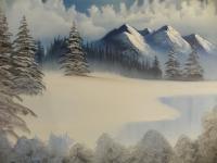 Frozen Pond - Oil On Canvas Paintings - By Ed Burcher, Landscape Painting Artist