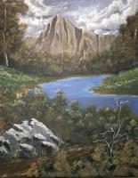 Troll By The River - Acrylic Paintings - By Ed Burcher, Landscape Painting Artist