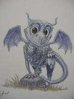 Baby Saphira - Colored Pencil And Ink Mixed Media - By Christopher R Jones, Illustration Mixed Media Artist