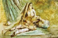 Oil On Paper Of A Young Maiden - Oil On Paper Paintings - By Mehtab Ali, Various Styles Painting Artist