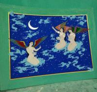 Fairies Picking The Stars - Gouache And Goldsheet Paintings - By Aynaz Najafi, Miniature Painting Artist