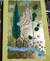 Spring - Gouache And Goldsheet Paintings - By Aynaz Najafi, Miniature Painting Artist