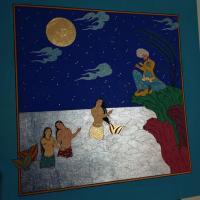 Mermaids And Fisherman - Gouache And Goldsheet Paintings - By Aynaz Najafi, Miniature Painting Artist