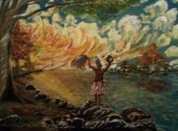 Bush Doctor Prayer - Oil Acrylic On Wood Board Paintings - By Ka Kapelas, Prayer Painting Artist