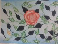 Rose N Leaves - Color Pencil Shading Paintings - By Berzin Marolia, Water Color Painting Painting Artist