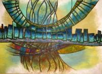 Bridge Over Troubled Waters - Mixed Media Mixed Media - By Benedict Edet, Geometric Abstraction Mixed Media Artist