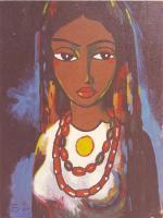 African Queen - Oil On Canvas Paintings - By Benedict Edet, Geometric Abstraction Painting Artist