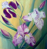 Irises - Oil On Canvas Paintings - By Natali Markova, Fantasy Painting Artist