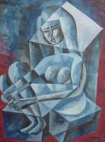 Blue Girl - Oil Paintings - By Mirek Sledz, Kwadryzm Painting Artist