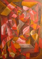 Pair In The Red - Oil Paintings - By Mirek Sledz, Kwadryzm Painting Artist