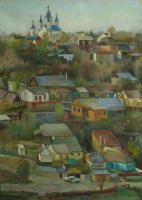Evening In Kamianets-Podilskiy St-George Church 2008 - Oil On Canvas Paintings - By Yuri Yudaev, Realism Painting Artist