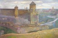 Old Fortress In Kamianets-Podilskyi - Pope Tower 2008 - Oil On Canvas Paintings - By Yuri Yudaev, Realism Painting Artist